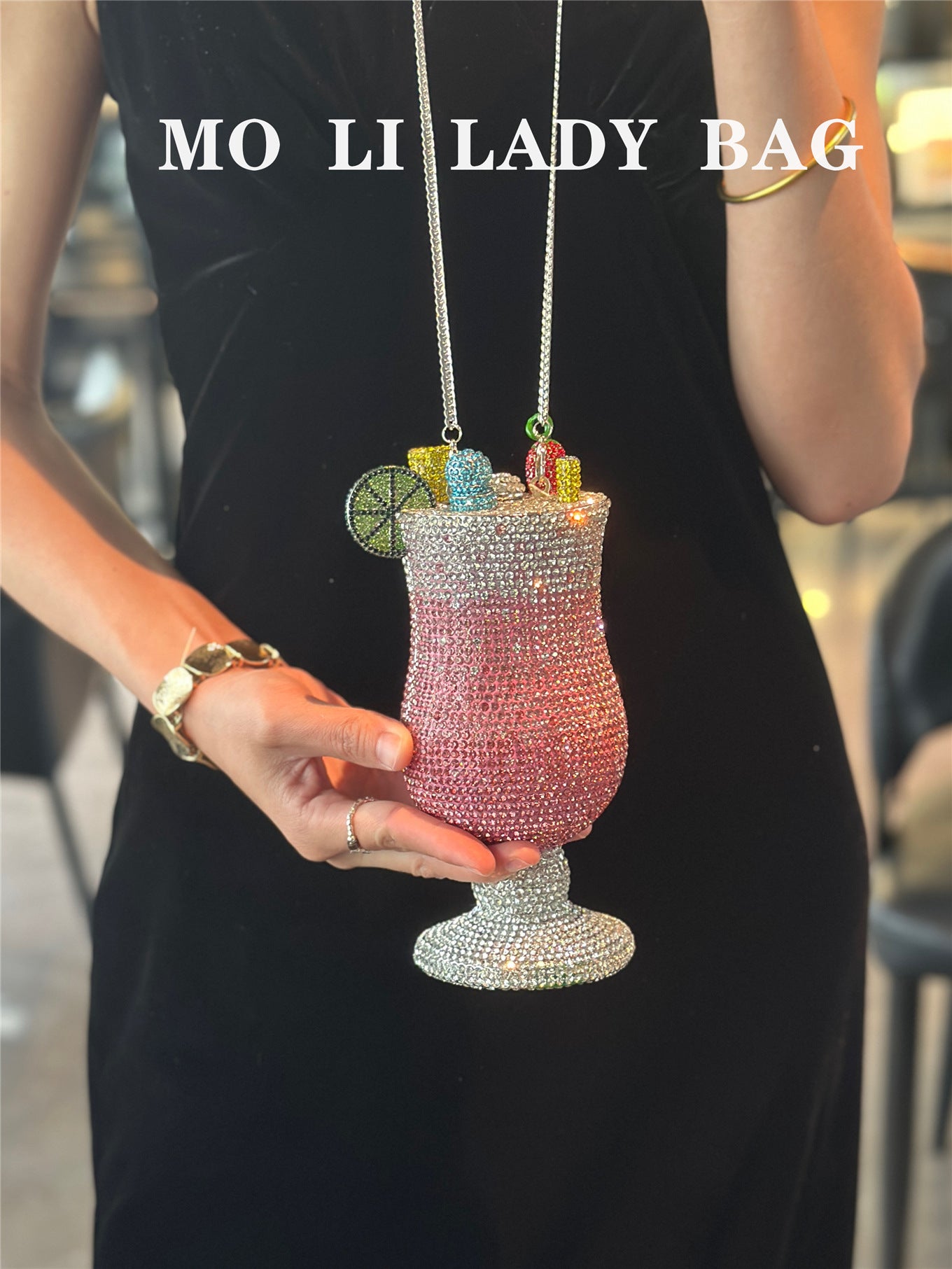 Women's Luxury Fairy Cocktail Goblet With Diamonds Full Of Rhinestone Women's Shoulder Bag