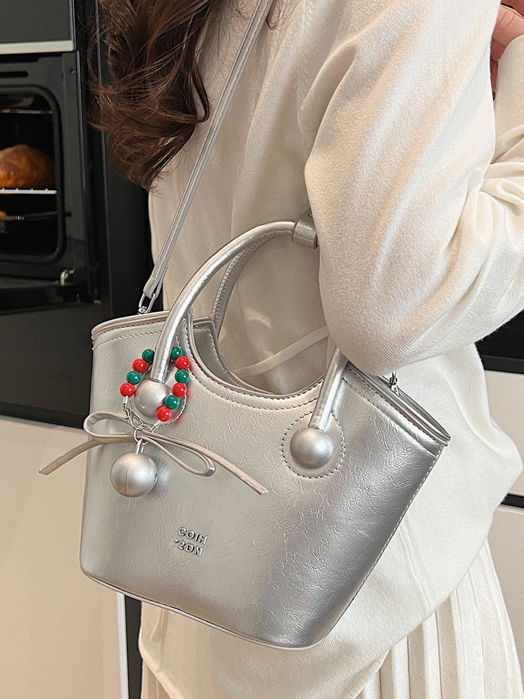 Women's Korean Style Niche Portable Spring Daily Commuter Bucket Bag