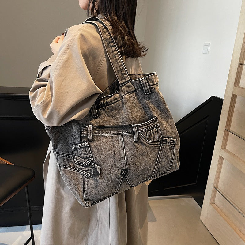 Women's Korean Spring Fashion Wash Denim Personalized Bags