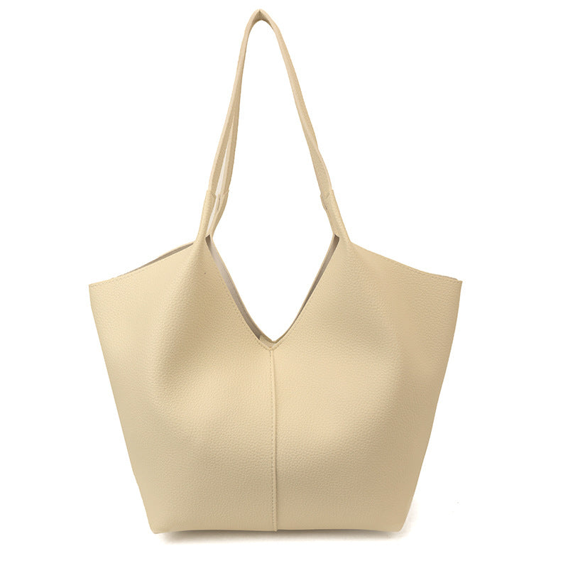 Women's Leather Large Capacity Temperament Commuter Loose Tote Bag