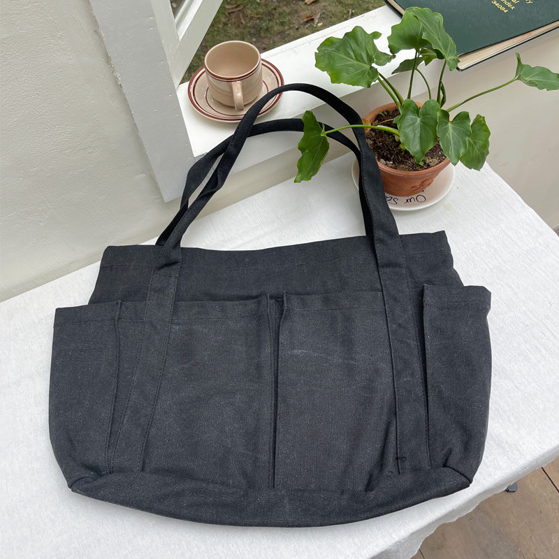 Women's Solid Color Canvas Leisure Commute Shopping Simple Women's Shoulder Bag