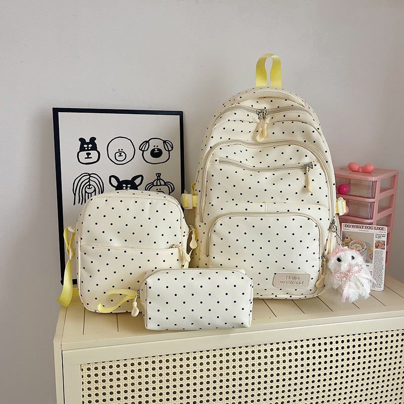 Spring Good-looking Cute Refreshing Polka Dot Large Capacity Backpacks