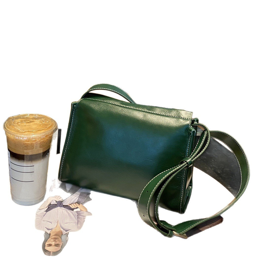 Fashion Genuine Leather Large Capacity First Layer Vegetable Small Square Bags