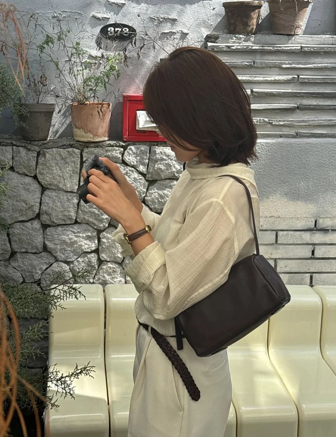 Korean Style Niche Retro Pillow Sheepskin Solid Color Underarm Bag