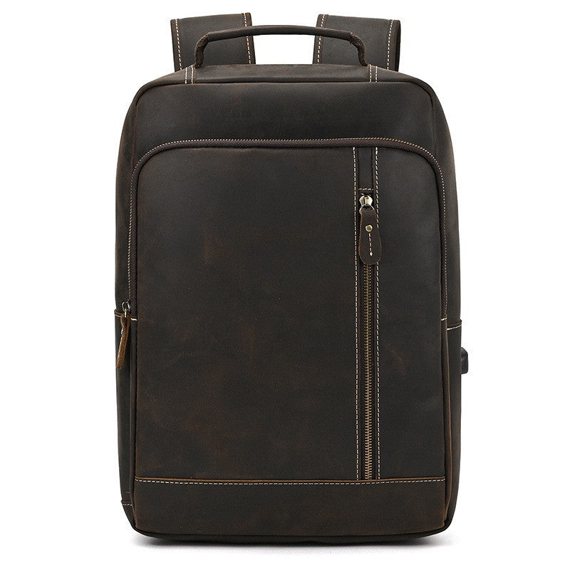 Casual Men's Leather Commuter Computer Cowhide Business Backpack
