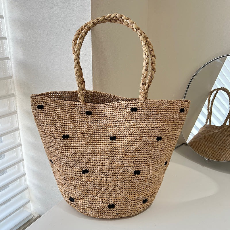 Women's Handmade Crochet Woven Summer French Artistic Portable Bags