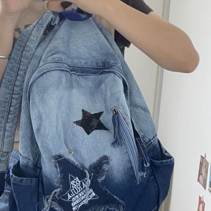 Millennium Asian Gradient Denim Female Large Capacity Backpacks