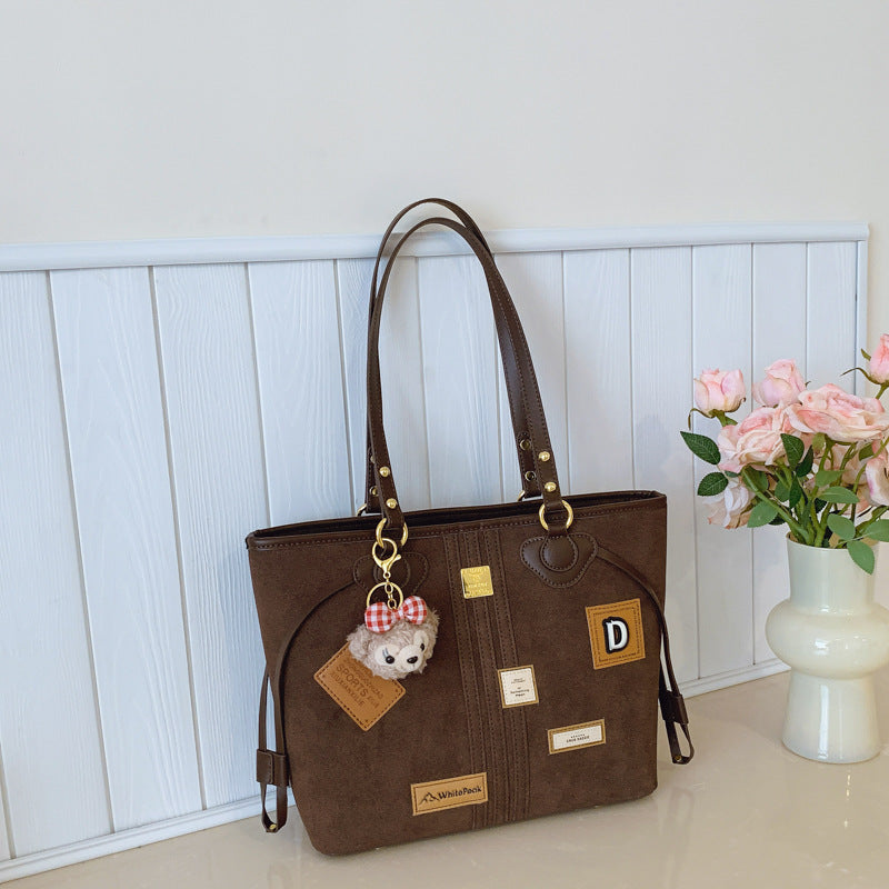 Women's Commuter Retro Dull Polish Korean Bear Cute Large Tote Bag