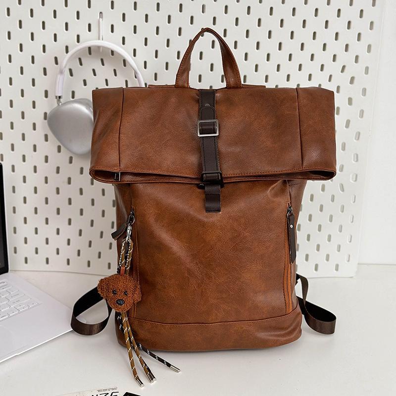 Men's Large Capacity Curved Edge Korean Style College Class Leisure Backpack