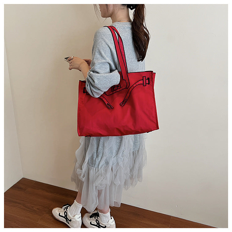 Embroidered Fashion Large Capacity Environmental Protection Shopping Everyday Joker Women's Shoulder Bag