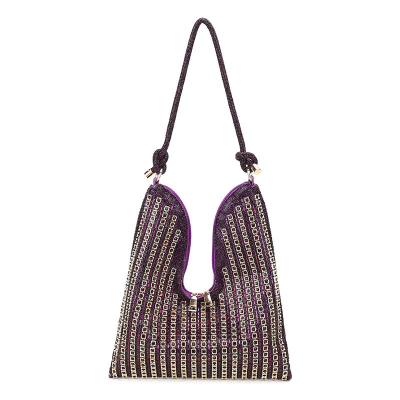 Women's Full Diamond Rhinestone Chain Shiny Portable Bucket Bags