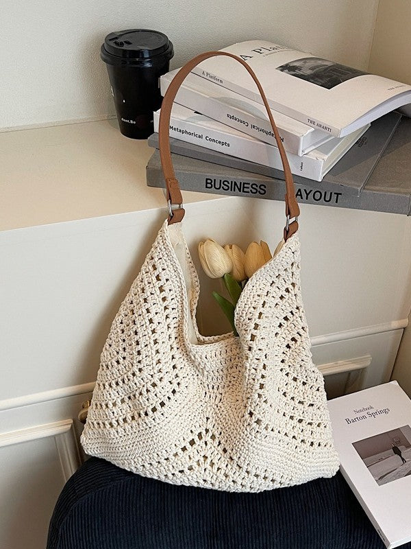 Women's Large Capacity Woven Vacation Style Seaside Women's Shoulder Bag