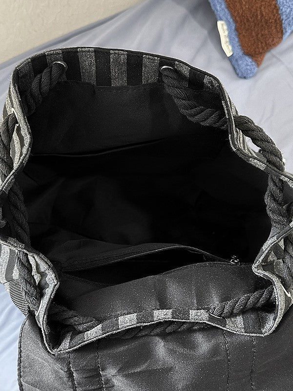 Striped Cover Retro Function Large Capacity Backpacks