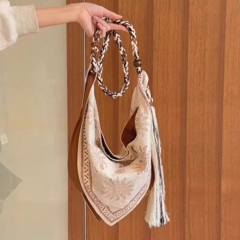 Women's Bohemian Style Tassel Linen Rope Woven Women's Messenger Bag