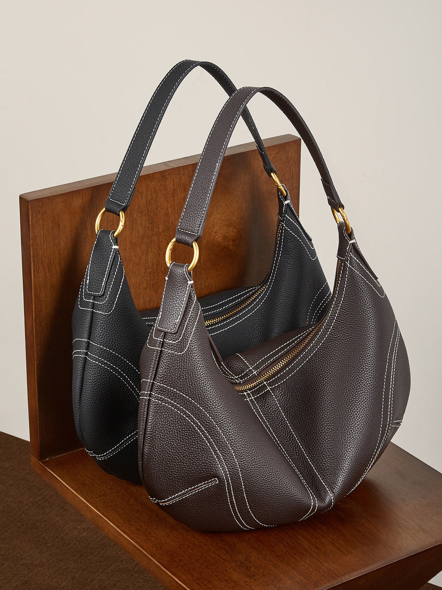 Underarm Genuine Leather Style Dumpling Fashion Women's Shoulder Bag