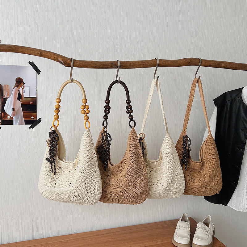 Cotton String Western Style Woven Large Women's Shoulder Bag