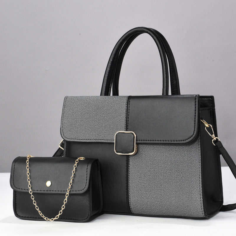Fixed Large Capacity Contrast Color Embossed Fashion Handbags