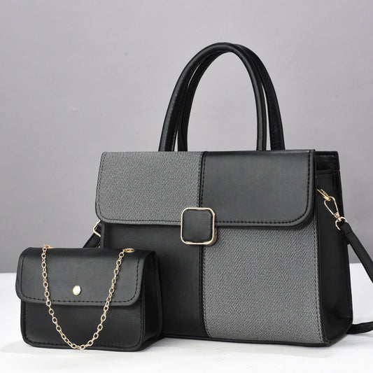 Fixed Large Capacity Contrast Color Embossed Fashion Handbags