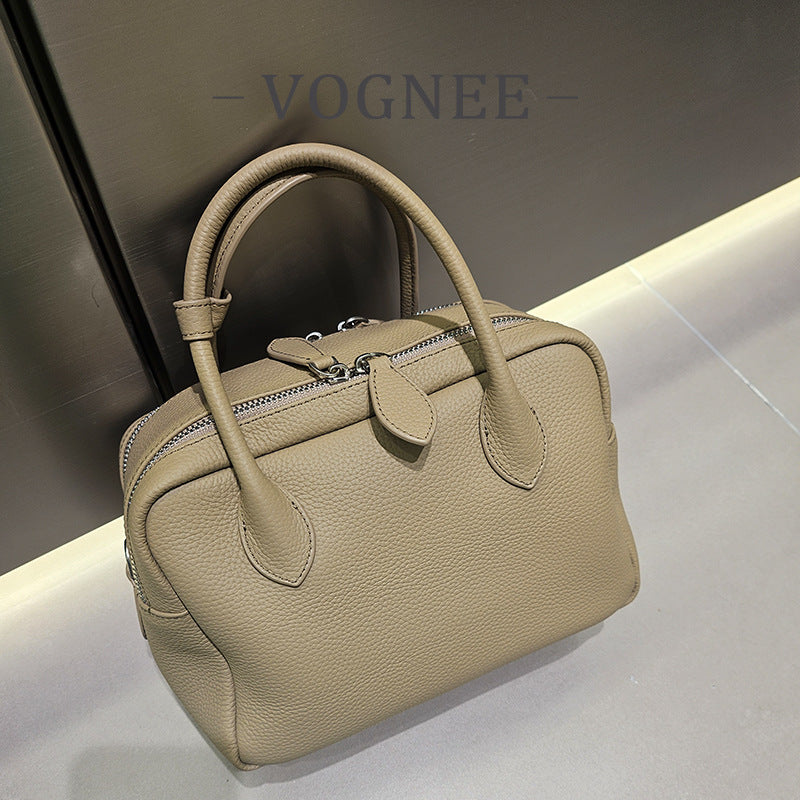 Women's Classic Fashion First Layer Cowhide Boston Women's Handbag