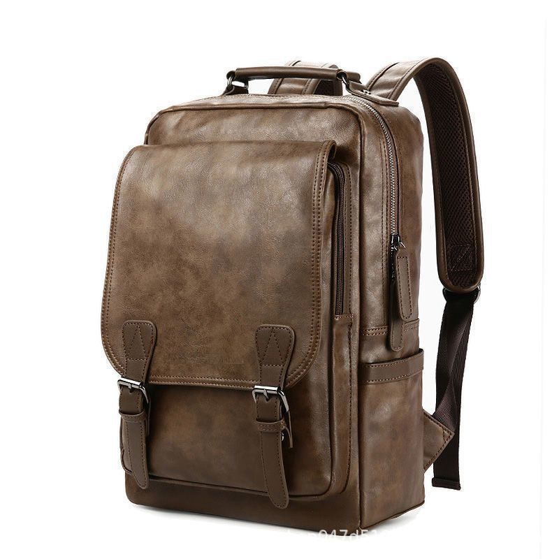 Cool Men's Korean Fashion Trendy Leather Leisure Backpack