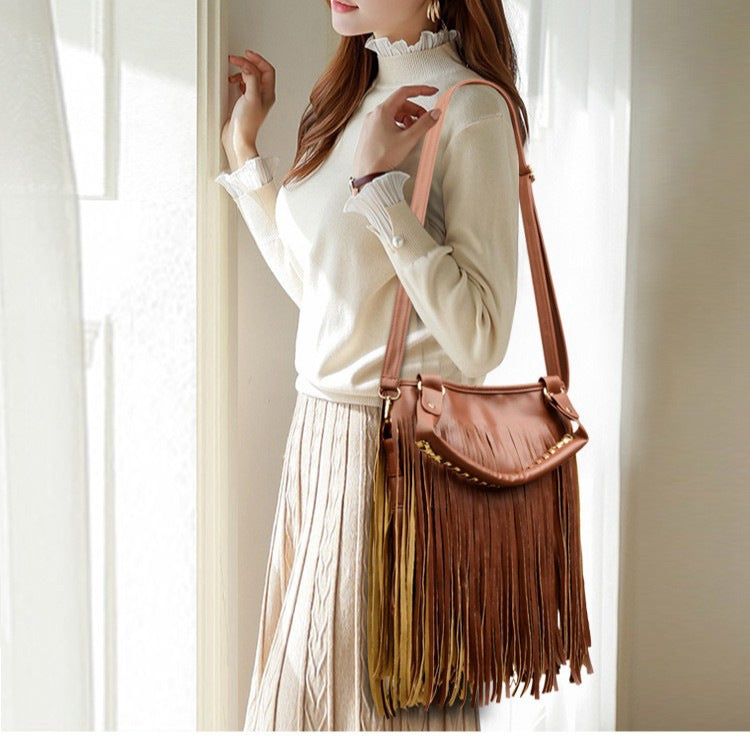 Ding Tassel Trendy Wild Large Capacity Women's Shoulder Bag