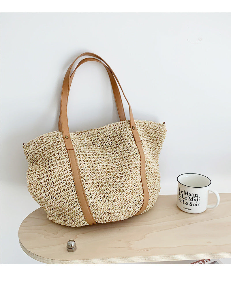 Women's Style Large Capacity Straw Woven Seaside Vacation Bags