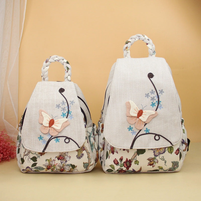 Style Three-dimensional Butterfly Embroidery Mori Daily Women's Backpack
