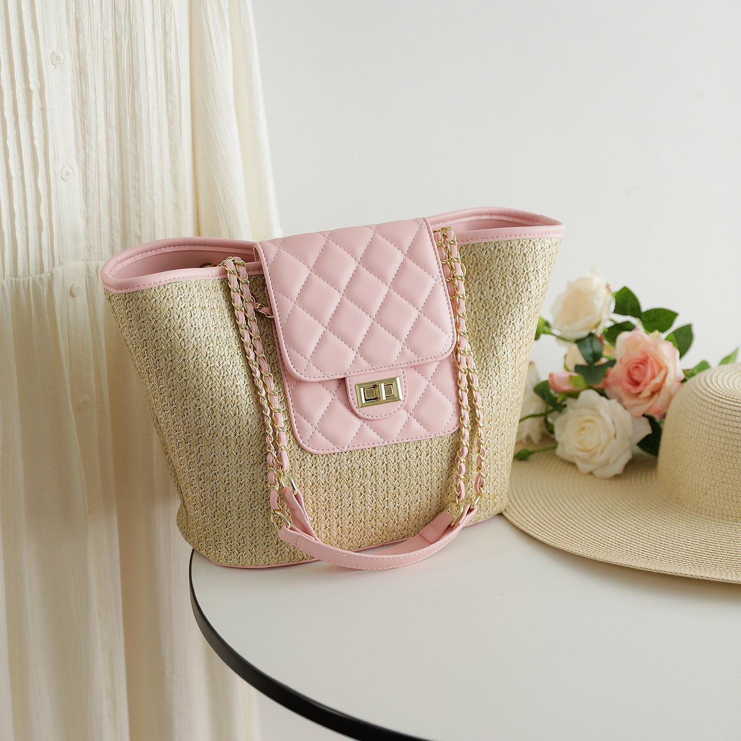 Women's Capacity Straw Woven Fashion Beach Korean Style Bucket Bag