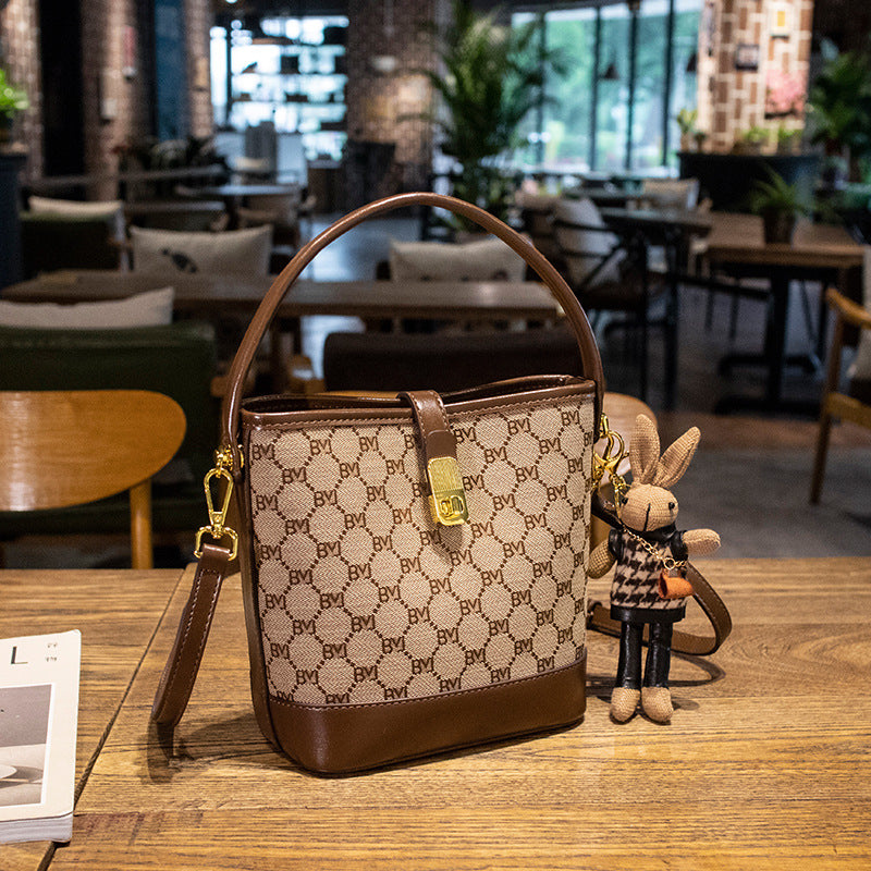 Women's Light Luxury Printed Fashion Portable Texture Bucket Bag