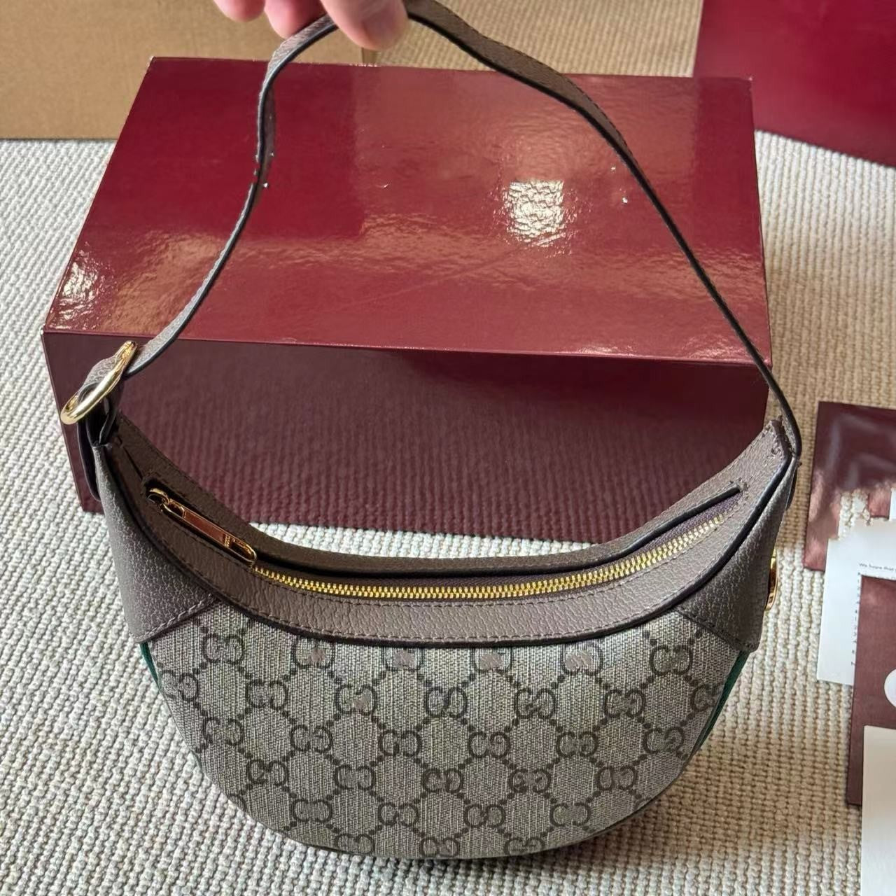 Leather Double With High Quality Presbyopic Moon Hobos Underarm Bag