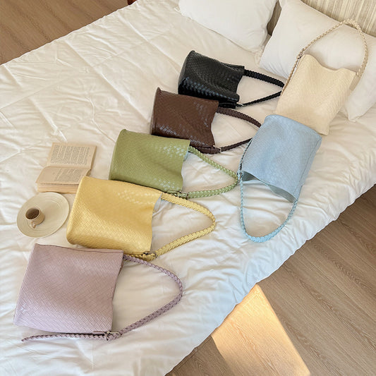 Women's Solid Color Woven One Leisure Commute Korean Style Shoulder Bags