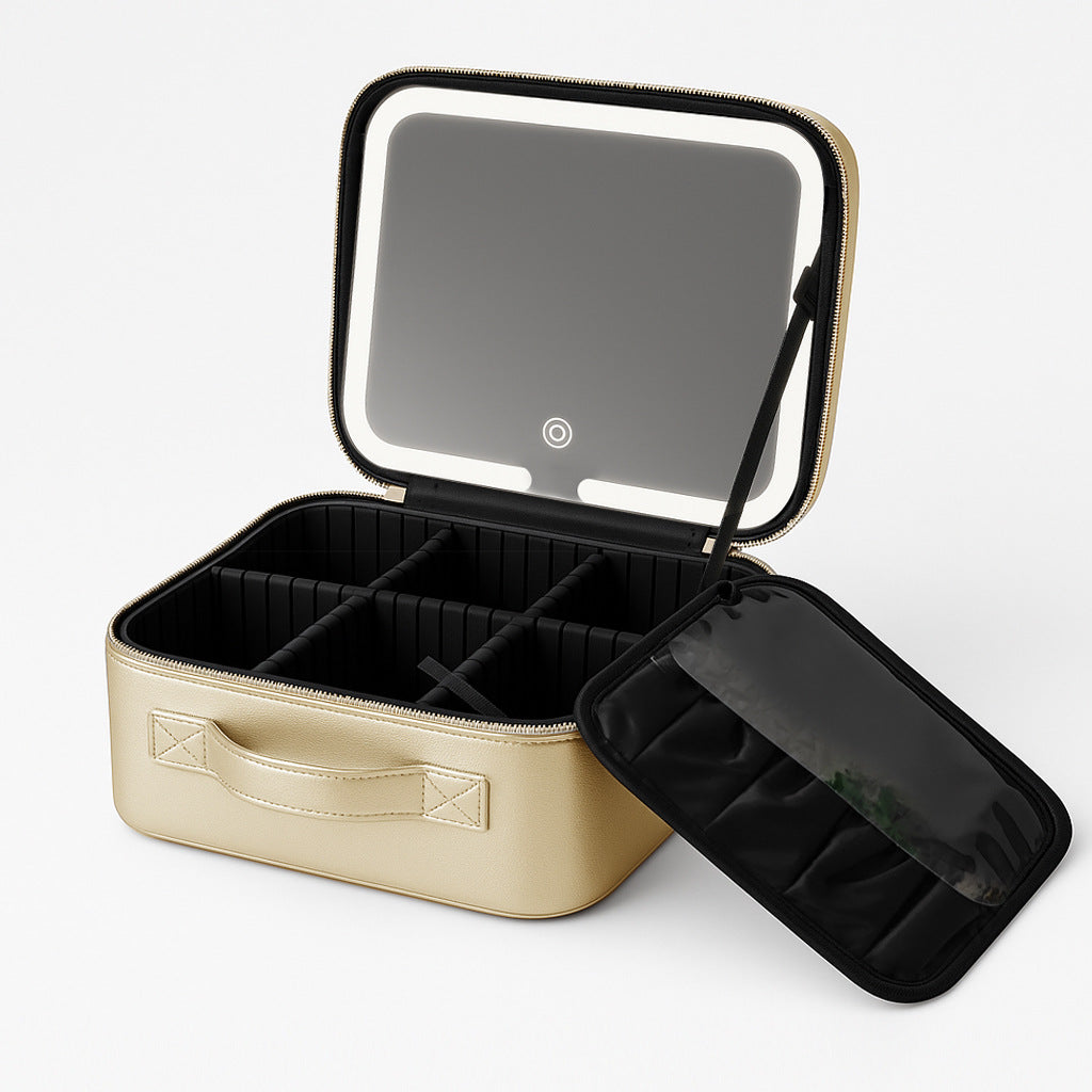 Box With Light Mirror Large Capacity High-grade Makeup Bag