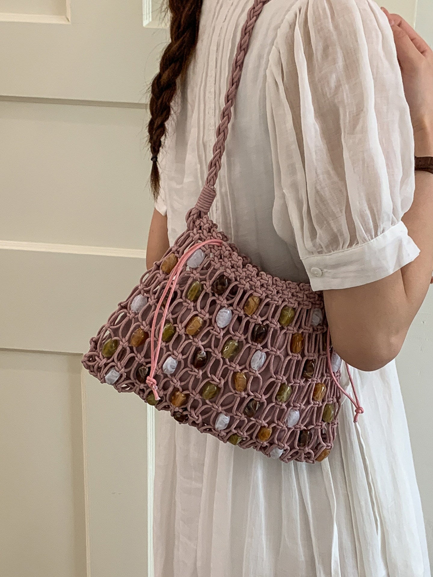 Women's Bohemian Style Hand-woven Fashion Holiday Underarm Bucket Bags