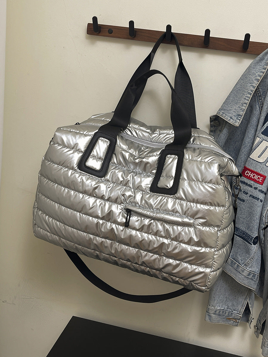 Women's Large Capacity Portable Glossy Space Cotton Women's Messenger Bag