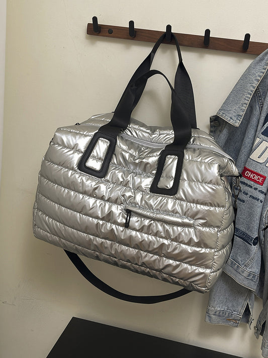 Women's Large Capacity Portable Glossy Space Cotton Women's Messenger Bag