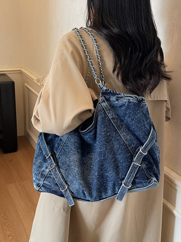 Women's Large Capacity Denim Fashion Commuter Niche Women's Shoulder Bag