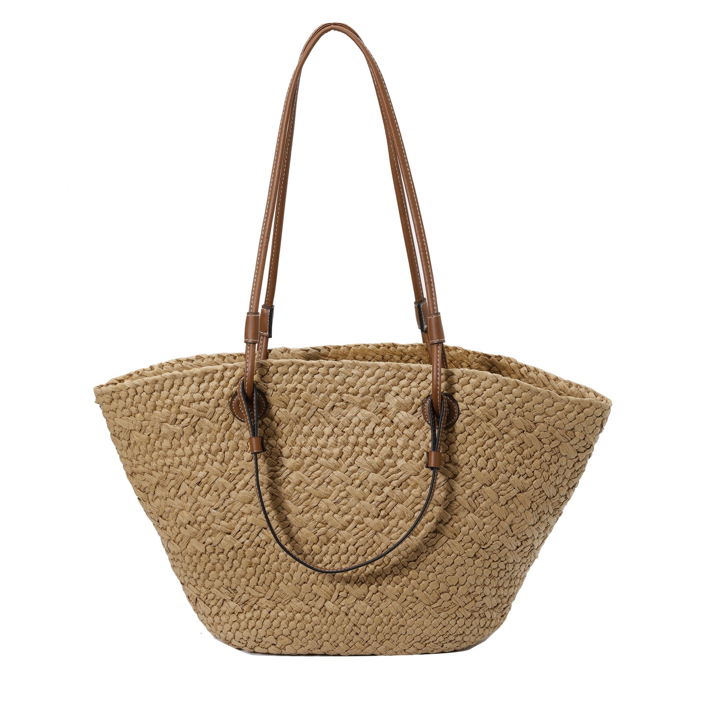 Women's Straw Woven Vegetable Basket Large Capacity Commuter Summer Seaside Vacation Tote Bag