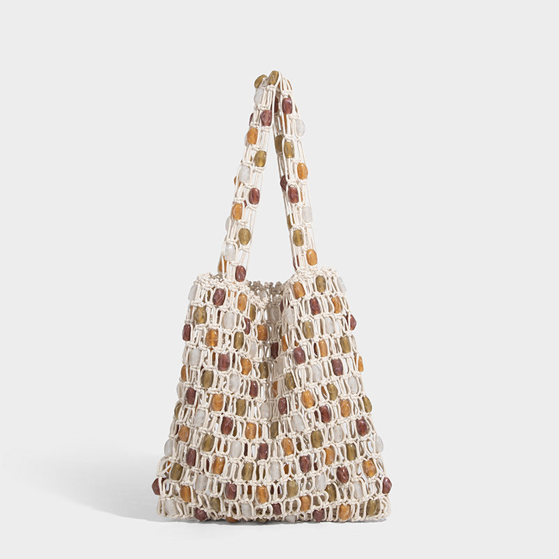 Handmade Beaded Niche Woven Contrast Color Beads Bags