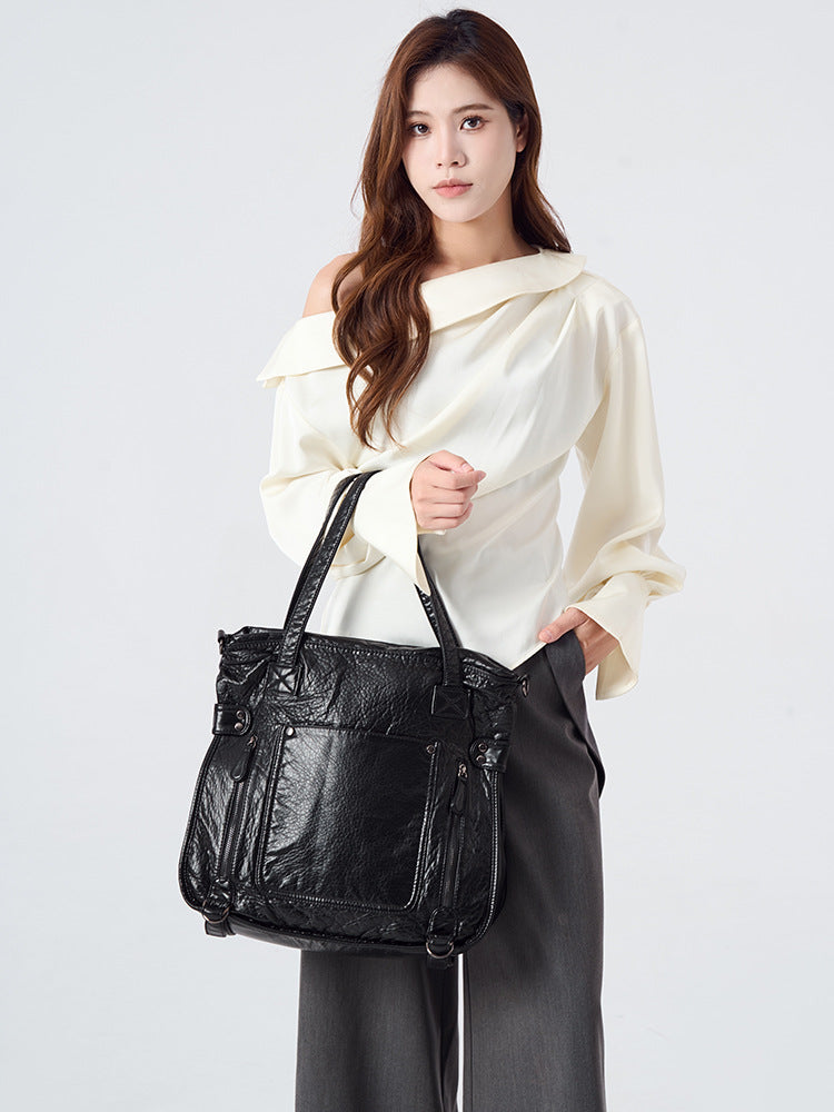 Fashion Stylish Women's Large Capacity Washed Tote Bag