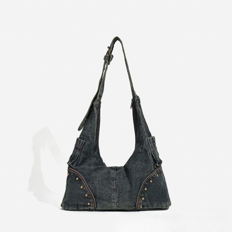 Women's Washed Jean Niche Fashion Popular Underarm Tote Bag