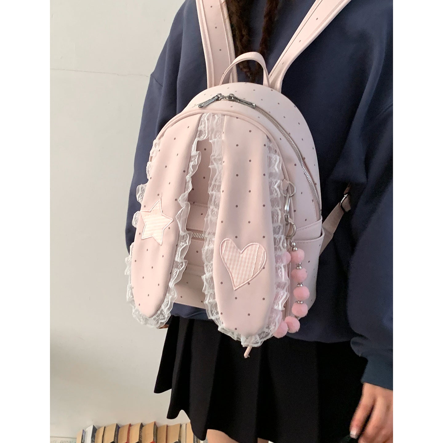 Cute Cartoon Rabbit High-grade Lace Pink Backpacks