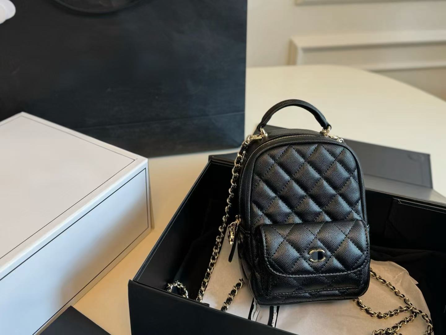 High Quality Rhombus Chain Classic Style Lychee Leather Bags
