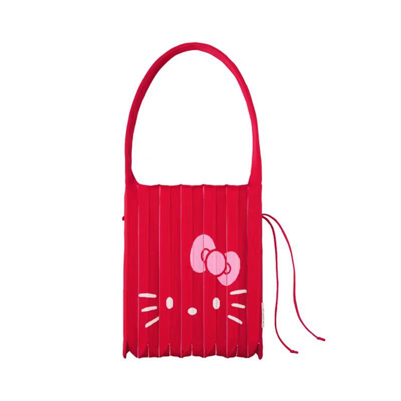 Attractive Beautiful Cat Pleated Knitted File Women's Handbag