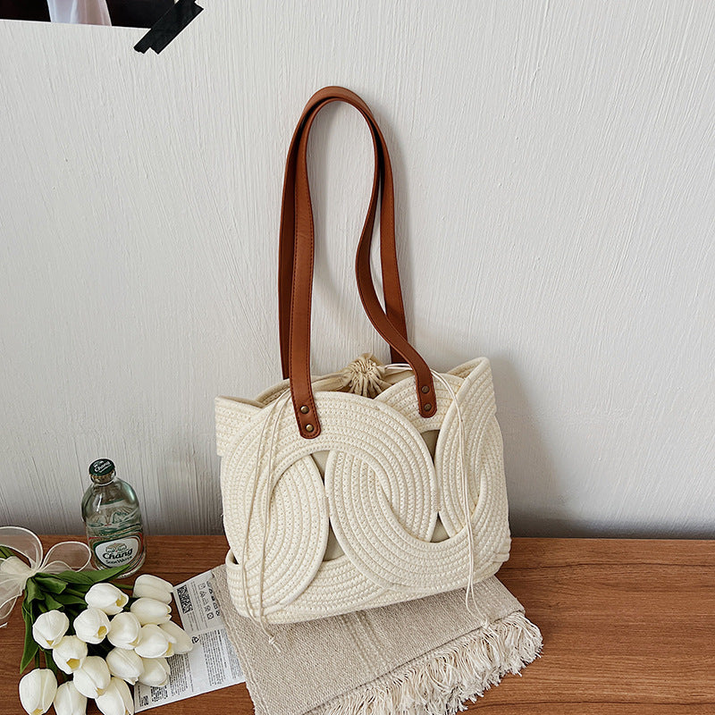 Women's Woven Fashion Vacation Hollow Large Capacity Tote Bag