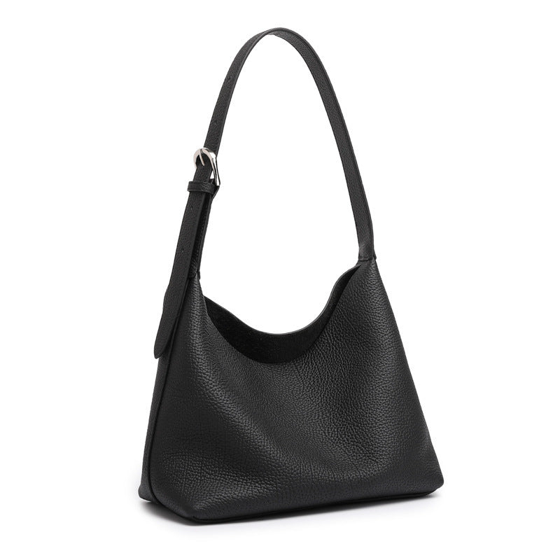 Women's First Layer Cowhide Simple Elegant Commuter Bucket Bags