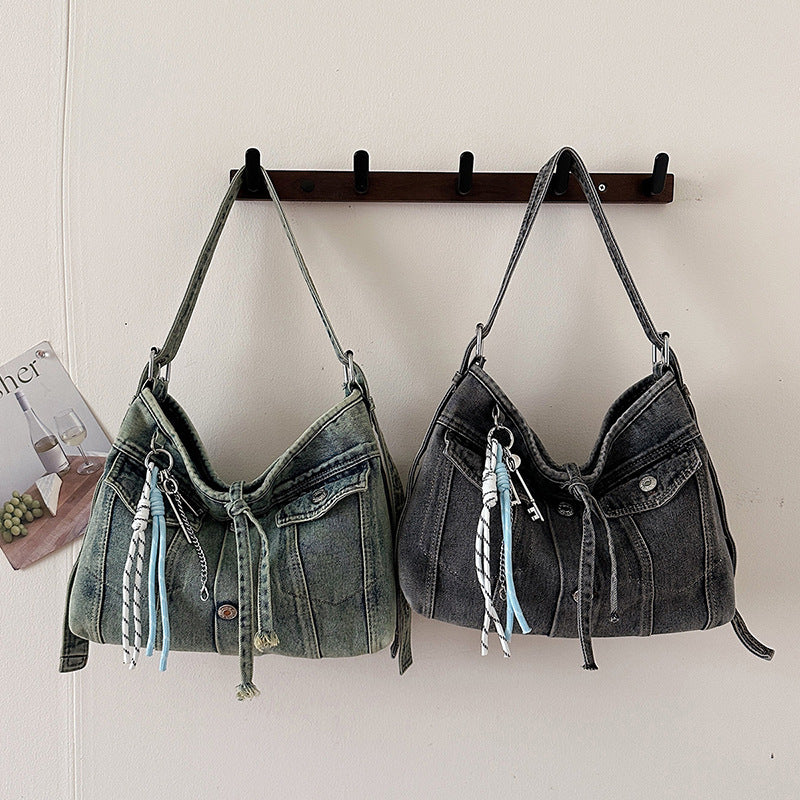 Women's Retro High-grade Denim Design Large Capacity Women's Shoulder Bag