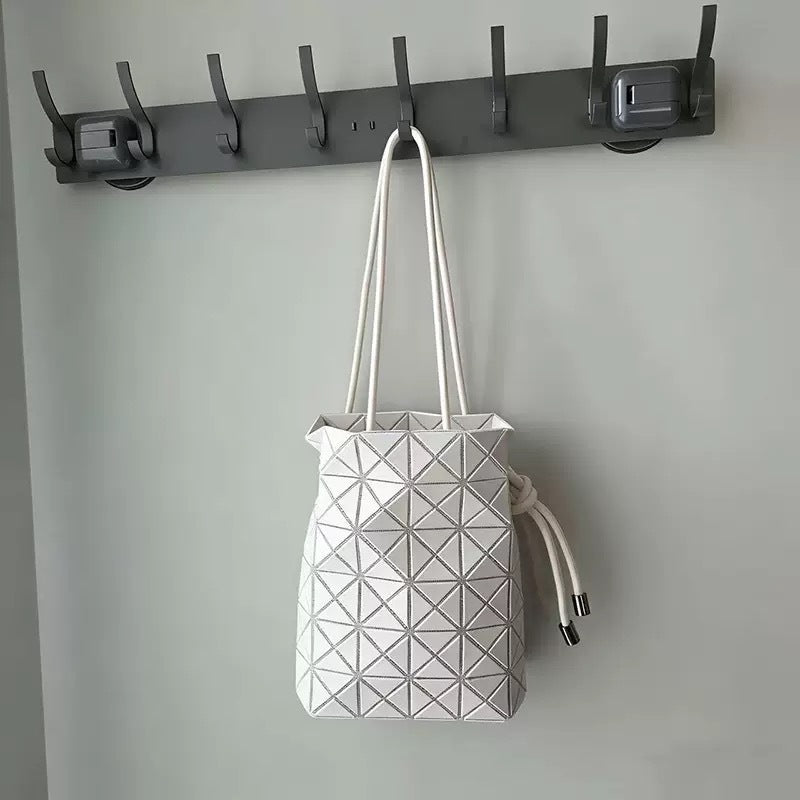 Women's Drawstring Lifetime Rhombus Fashion Folding Bucket Bags