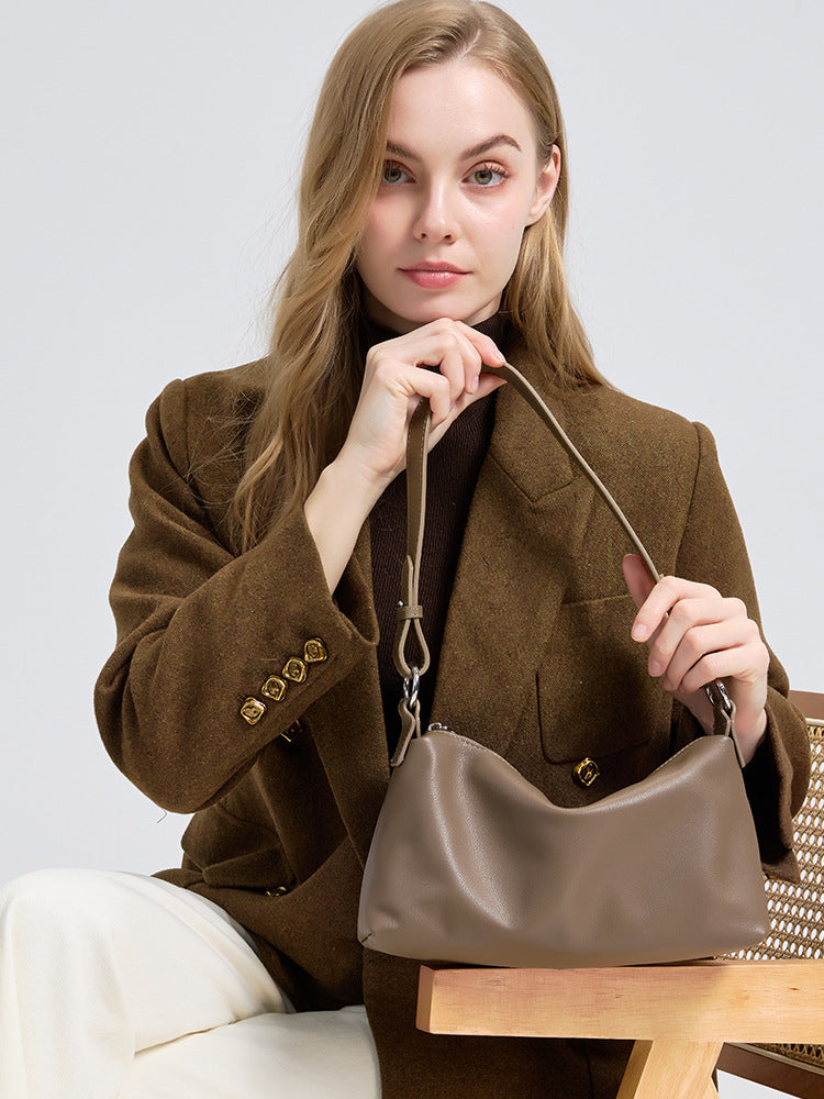 Genuine Leather Advanced Layer Cowhide Fashion Underarm Bag
