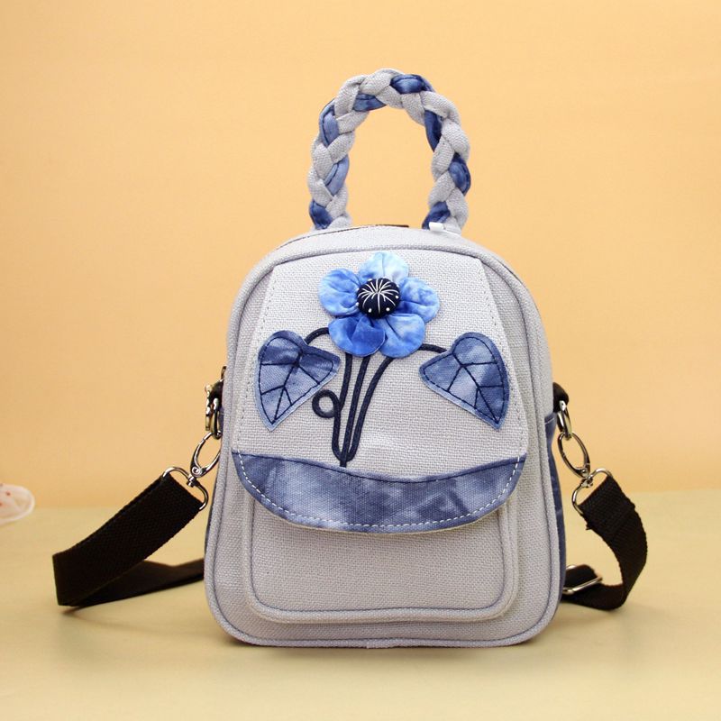 Multifunctional Fabric Flower Mini National Fashion Women's Backpack