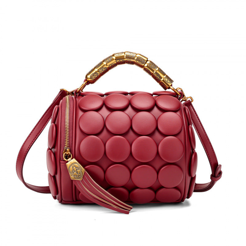 Women's Round Handmade Button Classic Pillow Women's Handbag